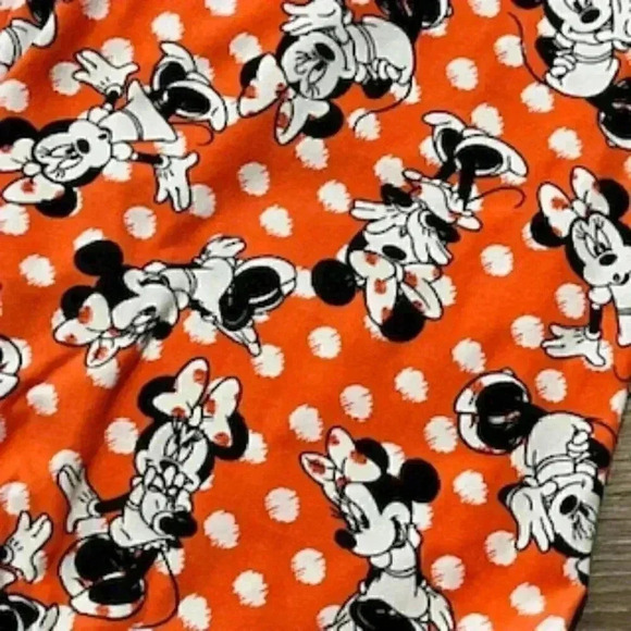 Disney Minnie Mouse Orange‎ Polka Dot Lularoe Leggings Pants Women’s Sz Large - Picture 3 of 6